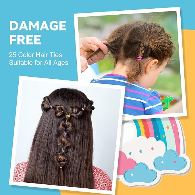 HOYOLS Colorful Mini Rubber Bands, Hair Ties for Braids