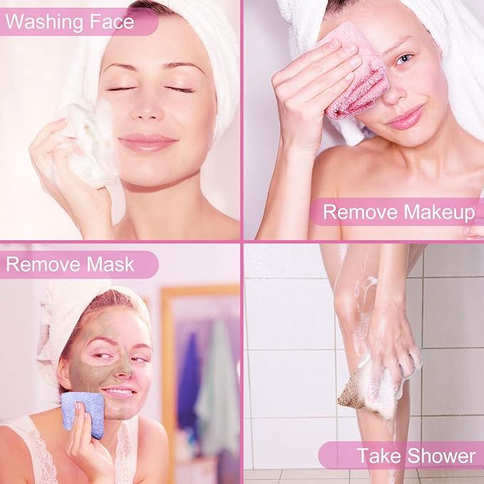 Syhood 12 Pcs Face Wash Cloth 10 x 10 Inch Makeup Remover Cloths Microfiber Facial Wash Towel Coral Velvet Reusable Soft Cleansing Towel (Pink, Green, Brown, Purple, Blue, Beige)