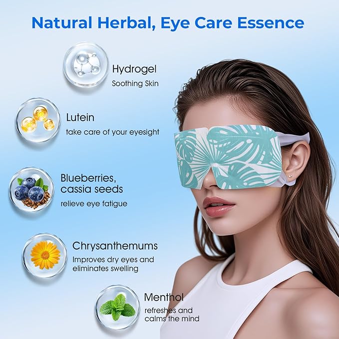 ZHENYEMEI Hydrogel Self Cooling Eye Mask,Cold Eye Mask for Puffy & Burning Eyes,Cold Compress for Fast Relief with Fatigue and Headaches, Individually Wrapped Cool Care Travel Essentials,8 Packs
