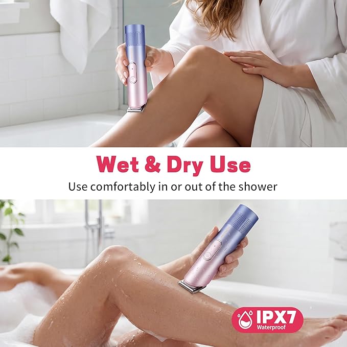 PRITECH Pubic Hair Trimmer Women - Rechargeable Bikini Trimmer for Women Sensitive Skin, Wet & Dry Use, Pain-Free Electric Razor&Shaver with Standing Recharge Dock, Ideal Gift