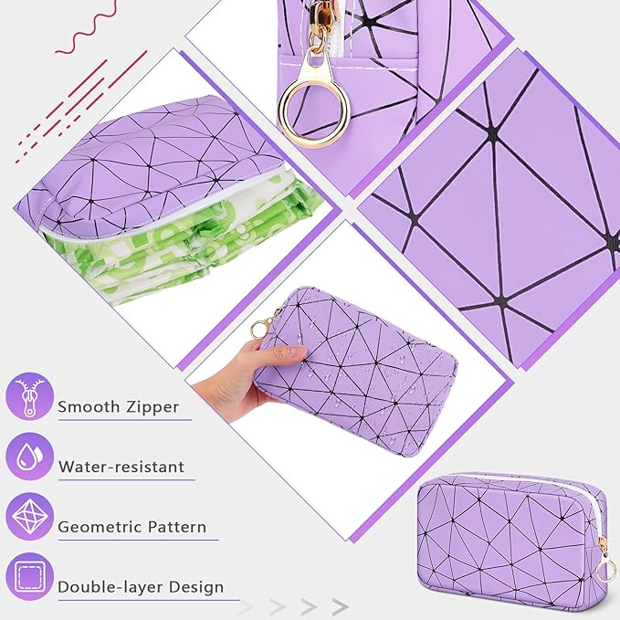 Tampon Holder for Purse, Leather Period Bag Sanitary Napkin Storage Bag for Girls Womens, Portable Feminine Emergency Pad Period Pouch(Purple)
