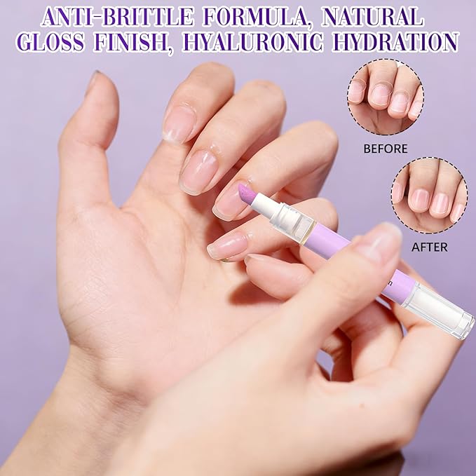 2Pcs 2 in 1 Cuticle Oil Pusher Pen, Nail Cuticle Pen Applicator, Cuticles Remover Pens for Nails, Nail Care Buffer Pens for Hangnails, Dry & Damaged Nails, Moisturizer Polish Brighten
