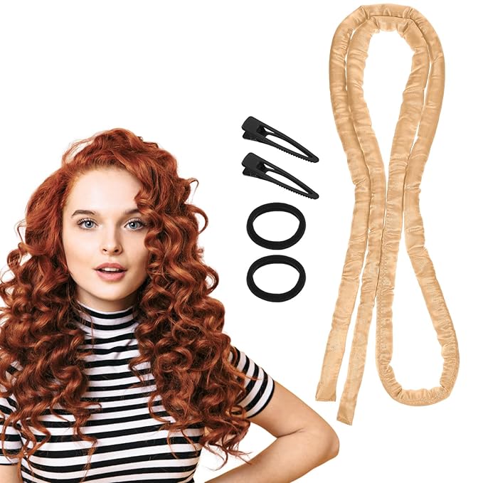 AOZUO Heatless Curling Rod Headband, Heatless Hair Curler Overnight for Long Short Hairs No Heat Overnight Curls with Thin Curlers to Sleep In for Long Hairs (Gold)