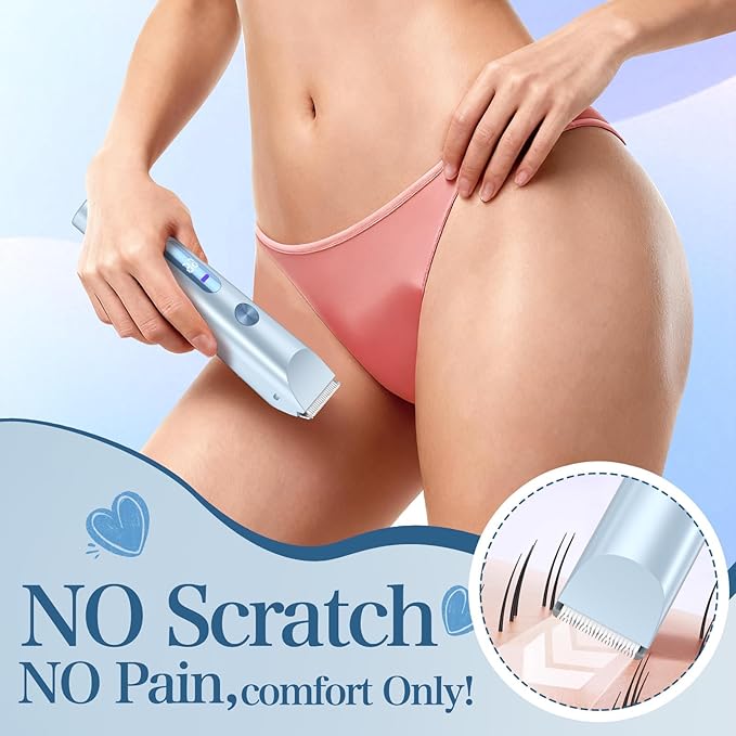 Bikini Trimmer for Women 2in1 High Power Epilators Hair Removal Waterproof Electric Razors Women's Electric Razor Pubic Hair Trimmer Shaver for Women for Ladies Pubic, Face, Underarms, Legs (Blue)