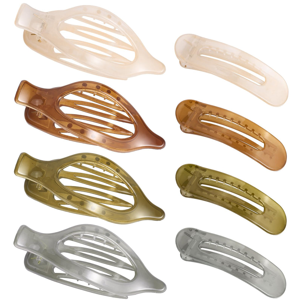 obeoby 8 Pcs Flat Hair Claw Clips For Women, 2 Styles French Barrettes Set