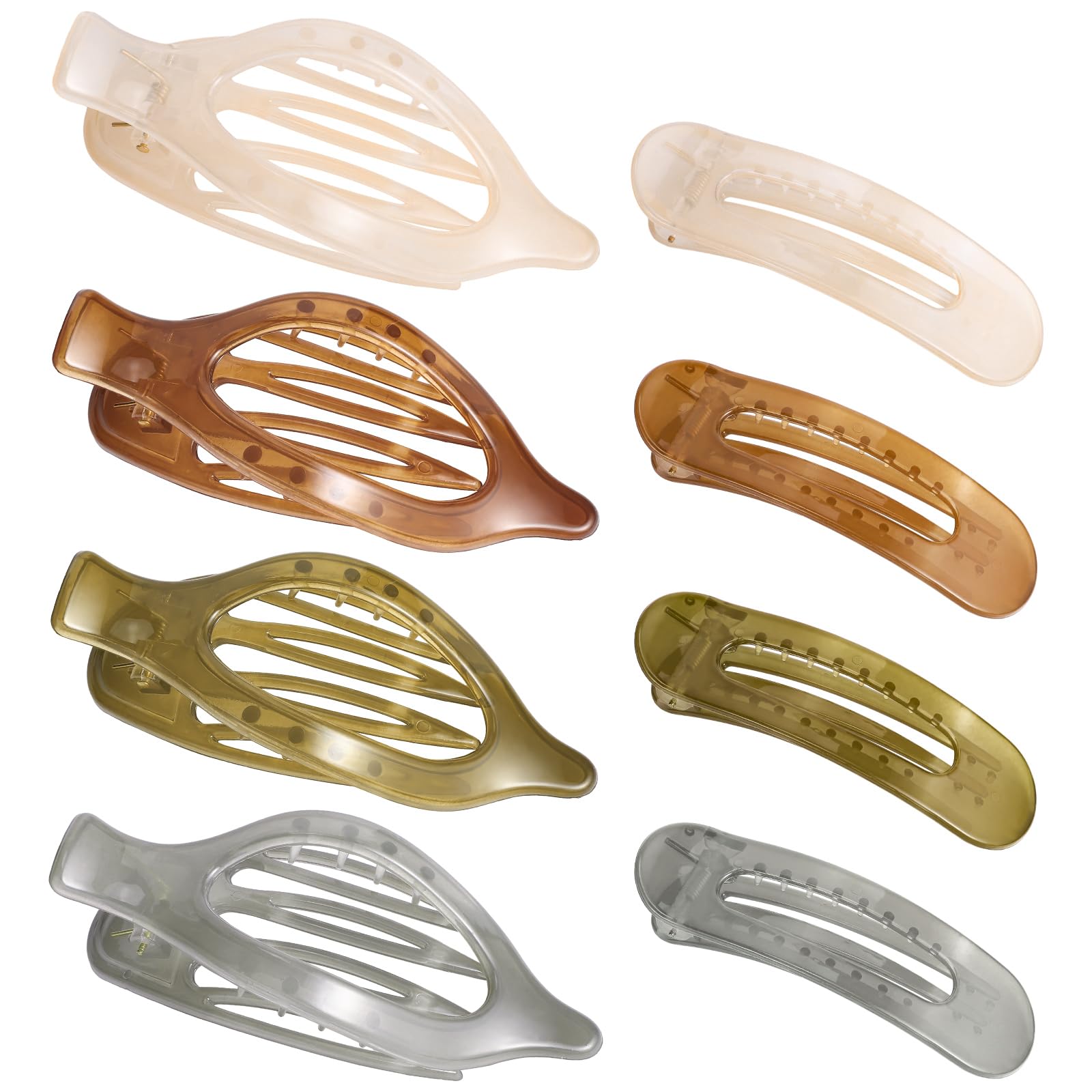 obeoby 8 Pcs Flat Hair Claw Clips For Women, 2 Styles French Barrettes Set