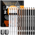 Noerrors 12Pcs Barber Pencil Set Magic Hairline Pencils for Lineup Beard Shaping Guide Pen with Sharpener Barber Chalk for Men Makeup Design White Black Dark Brown Light Brown