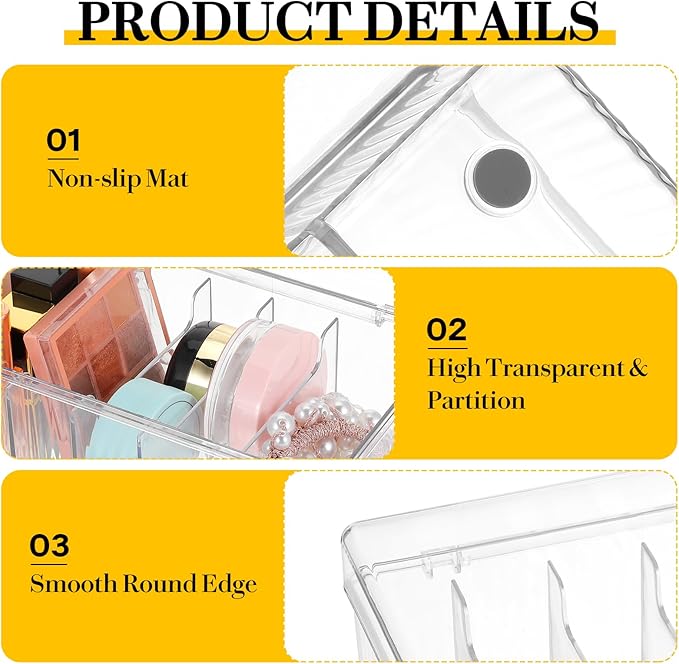 Lash Extension Organizer & Storage, Acrylic Lash Extension Organizer, Large Capacity Eyelash Extension Supplies Storage Container Box with Lid, Neatly Store and Organize Your Lash Supplies (Clear)