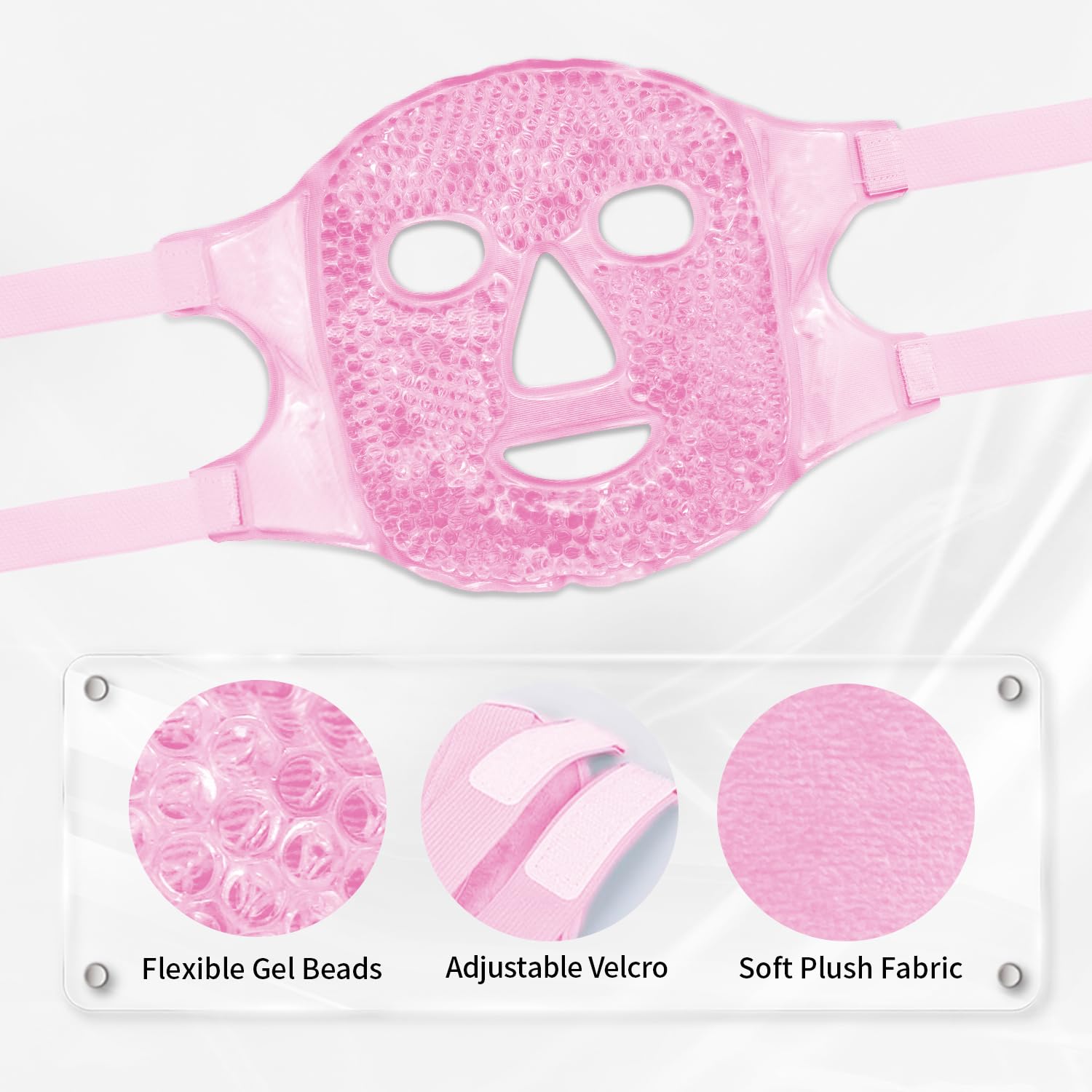 CONBELLA Reusable Ice Face Mask Set - Hot & Cold Therapy for Migraine, Wisdom Tooth Pain, Puffiness Relief with 2 Silicone Covers, Cooling Gel Pad for Swelling