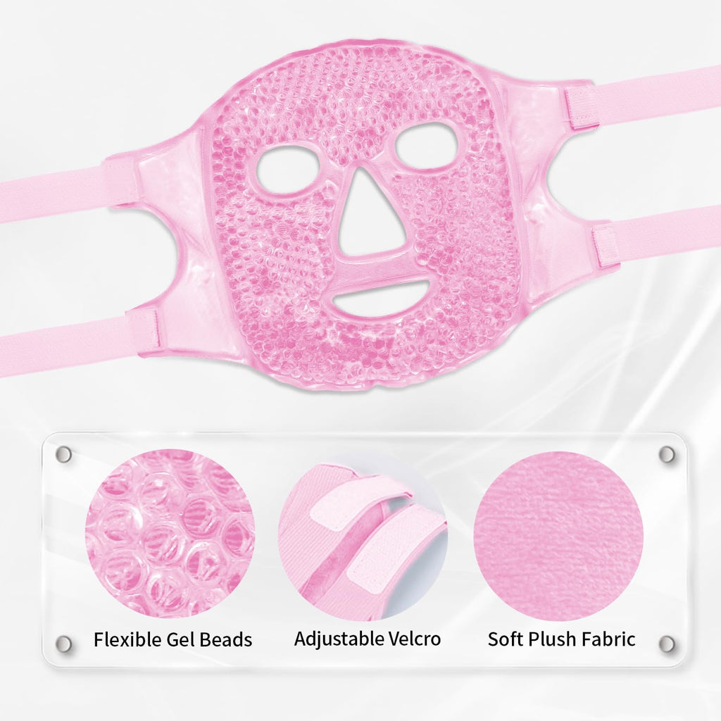 CONBELLA Reusable Ice Face Mask Set - Hot & Cold Therapy for Migraine, Wisdom Tooth Pain, Puffiness Relief with 2 Silicone Covers, Cooling Gel Pad for Swelling