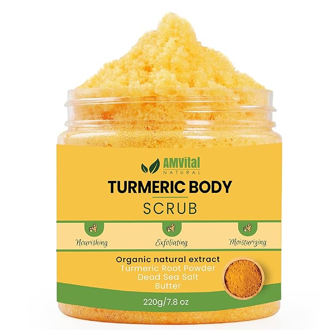 AMVital Turmeric Body Scrub, Face & Body Exfoliating Scrub, 7.8 oz