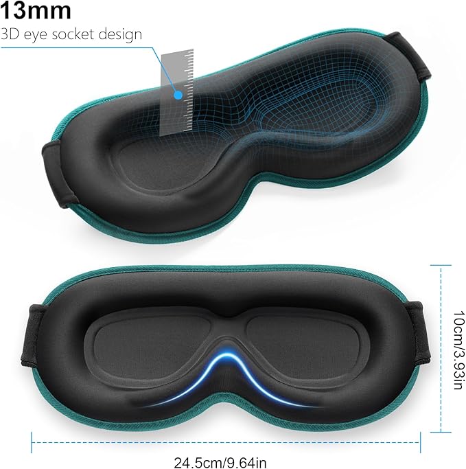 Gritin 100% Blackout Sleep Eye Mask for Women Men, Zero Pressure Sleep Mask