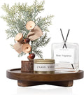 Round Decorative Tray Farmhouse Kitchen Decor Soap Dish, 9" Walnut
