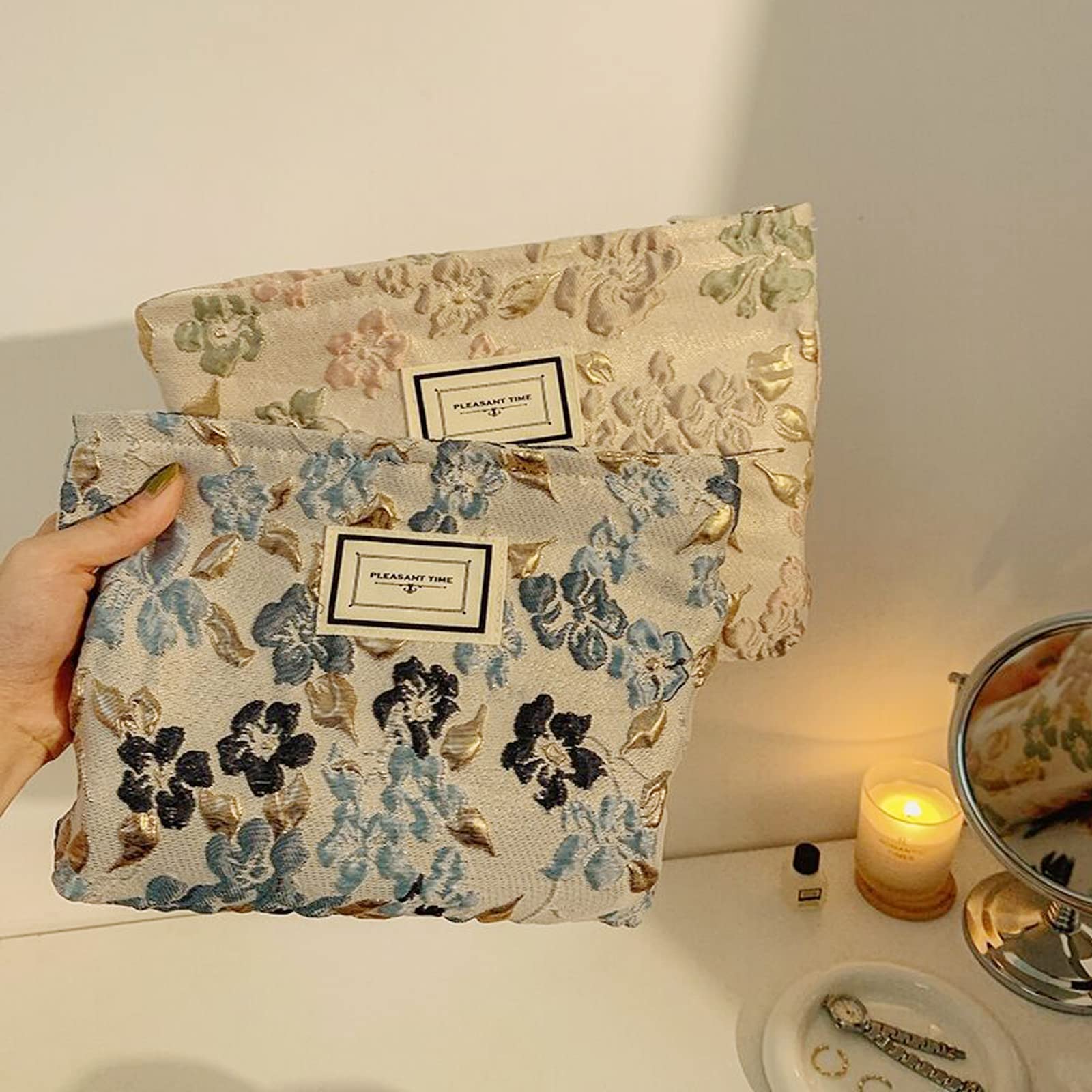 SxoSyo Flowers Makeup Bag, Fabric Cosmetic Bags