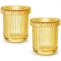 MKOSAB 2 Pack Qtip Holder - Apothecary Jars with Lids, Bathroom Organizers and Storage Canister for Cotton Balls,Swabs,Floss Picks,Hair Ties,Clear Glass Vintage Bathroom Decor Jar Set (yellow)