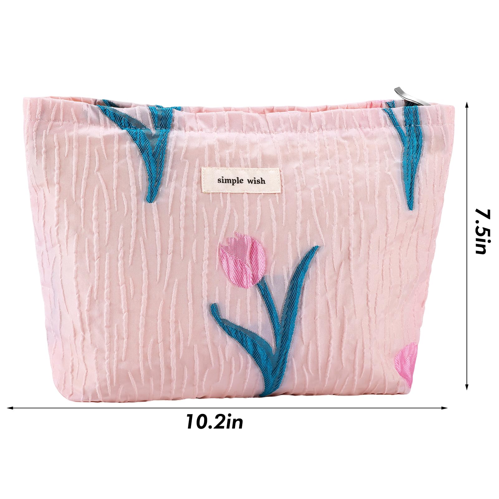 ZLFSRQ Lace Flower Makeup Bag Travel Cute Floral Cosmetic Bags for Women Large Toiletry Pouch Zipper Cosmetic Pouch for Purse Aesthetic Make up Organizer Bag Portable Toiletry Bags