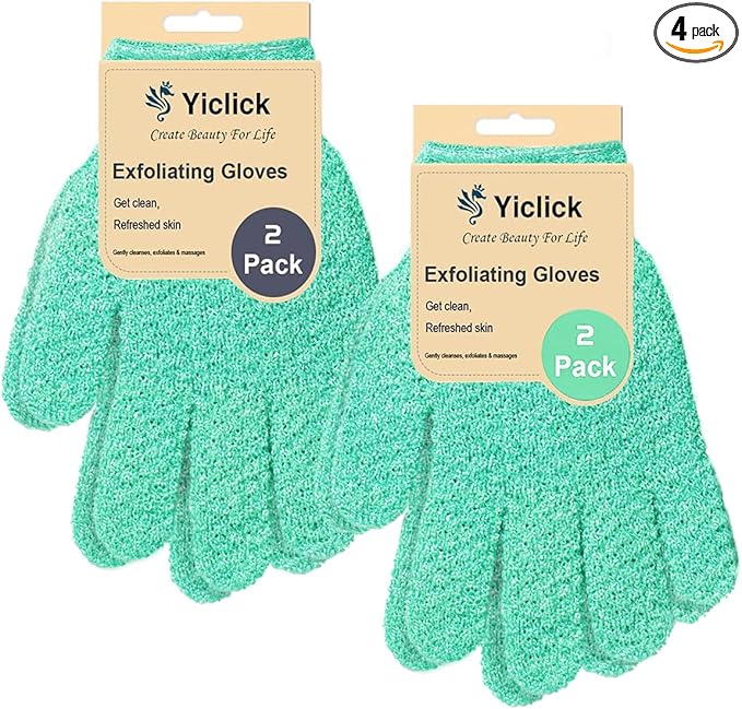 Yiclick Heavy Exfoliating Gloves, Exfoliating Body Scrubber for Bath Shower Exfoliation, Body Scrub Exfoliator for Dead Skin Remover, Exfoliate Sponge Loofah Washcloth Mitt Men Women