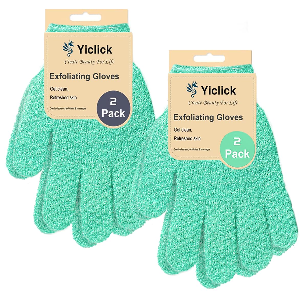 Yiclick Heavy Exfoliating Gloves, Exfoliating Body Scrubber for Bath Shower Exfoliation, Body Scrub Exfoliator for Dead Skin Remover, Exfoliate Sponge Loofah Washcloth Mitt Men Women