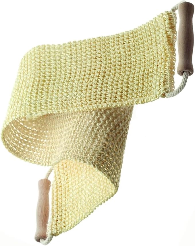 Premium Sisal Exfoliating Back Strap Shower Brush Rub Exfoliating Dead Skin Shower Bath Towel Skin Care Bath Towel Scrubber Natural Sisal Back Strap with Wooden Handle for Home Shower SPA Scrubber