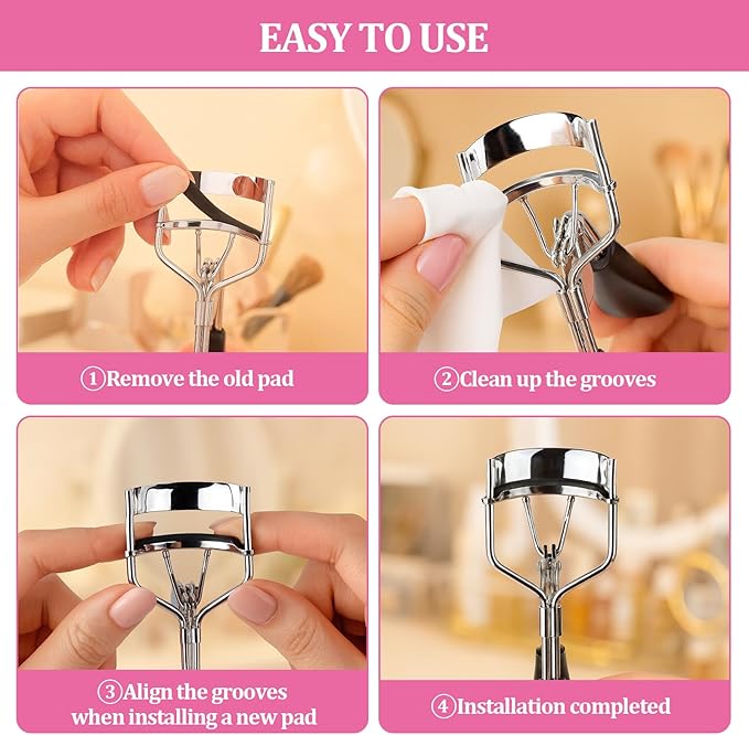 40 Pcs Eyelash Curler Refills, Silicone Eye Lash Curlers Refill Pads Compatible with Tweezerman Eyelash Curler