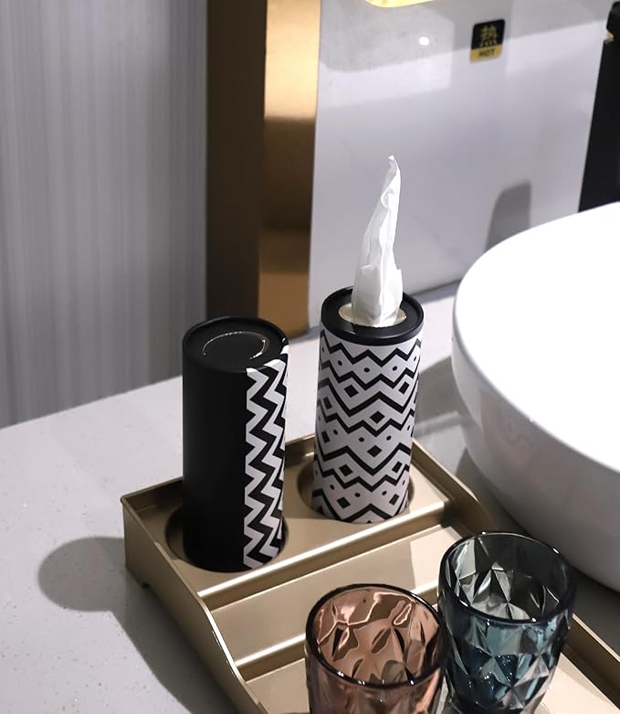 Small Car Tissues Holder with Facial Tissues - 4PK - Tisses for Car Travel Tissue Tubes Box Container Cylinder for Vehicle Cup Holder