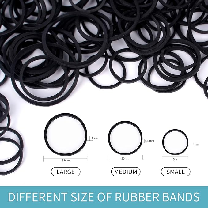 HOYOLS 3/4” Inches Black Hair Rubber Bands for Hair Ties Small Mini Elastics Bands Large Braiding Ponytail Holders for Girls No Damage 600pcs (M)