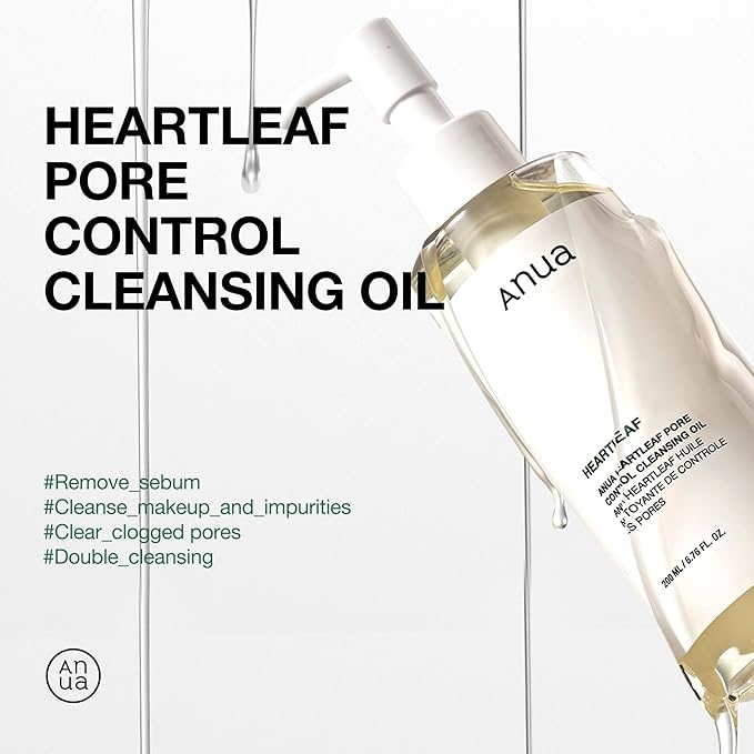 ANUA Heartleaf Pore Control Cleansing Oil, Oil Cleanser for Face, Makeup Blackhead Remover, Korean Skin Care 6.76 fl oz(200ml) (Pack of 2)