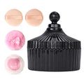 XHDMY Extra Large Body Powder Puff and Container Set Crystal Powder Container with 3 Soft Velour Power Puffs for Women Baby Face Body Washable Reusable Wet Dry Makeup Mother's Day Gifts (Black)