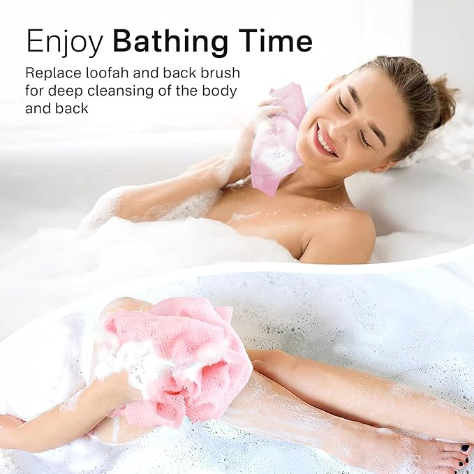Yiclick Exfoliating Washcloth Towel- Exfoliating Body Scrubber Exfoliator, Back Scrubber for Shower Bath, Exfoliate Rags Wash Cloths, Loofah Lufa Sponge, Body Scrub & Exfoliation Women Men