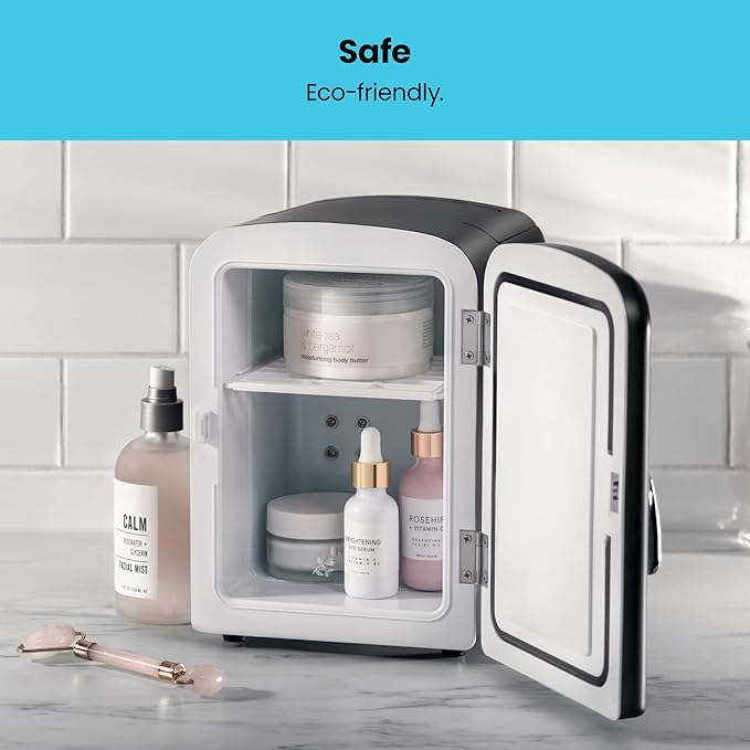 Iceman Mini Portable Board Personal Fridge, Cools & Heats, 4 Liter Capacity, Chills 6 12oz, 100% Freon-Free & Eco Friendly, Includes Plugs for Home Outlet & 12V Car Charger, 6 Cans, Black Dry Erase
