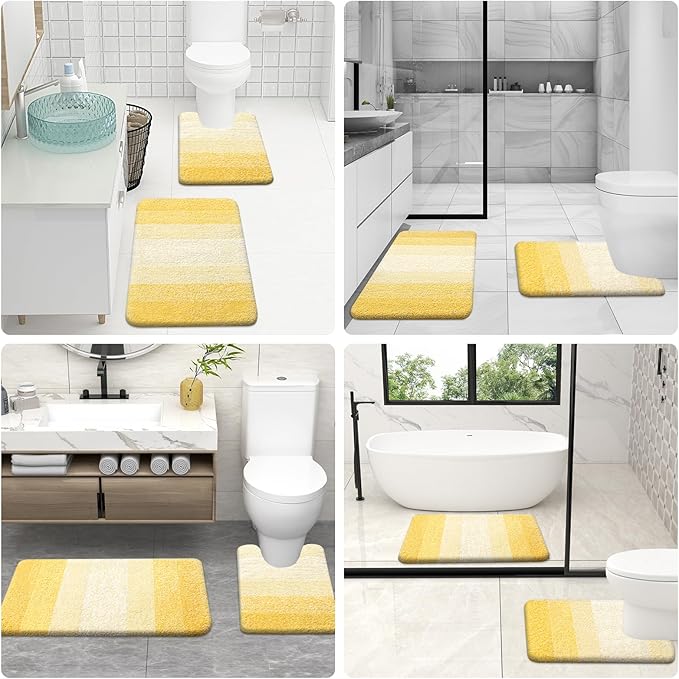 OLANLY Microfiber Bathroom Rugs Sets 3 Piece, 36"x24"+24"x16"+24"x20"
