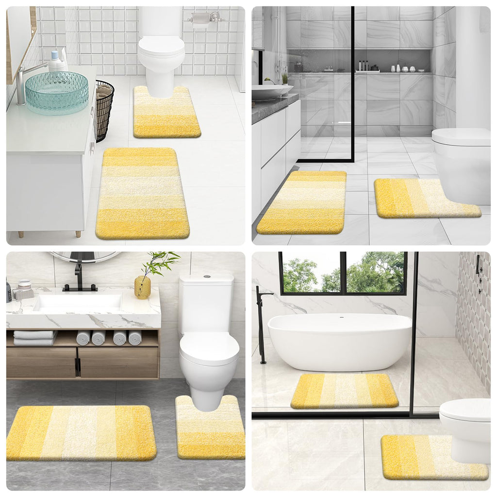 OLANLY Microfiber Bathroom Rugs Sets 3 Piece, 47"x20"+24"x16"+24"x20"