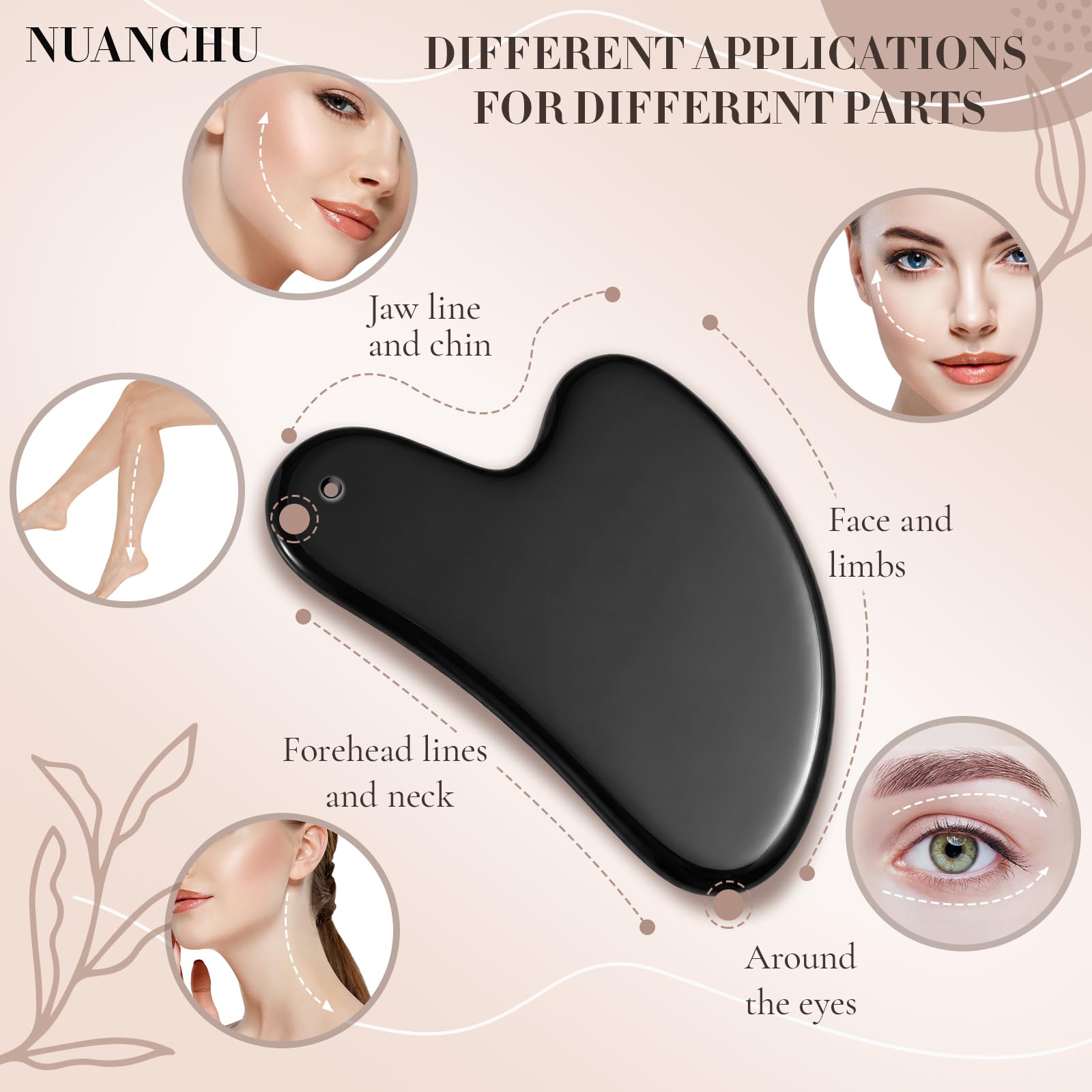 Nuanchu 304 Stainless Steel Gua Sha Facial Tool Black