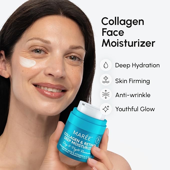 MAREE Face Moisturizer Retinol Cream for Face – Daily Wrinkle Cream for Women – Anti-Aging Face Cream – Facial Moisturizer with Collagen – Crema Hidratante Para la Cara for Skin Tightening