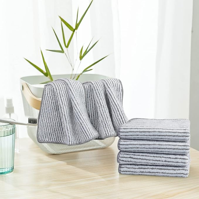 SINLAND Microfiber Face Cloths Highly Absorbent Washcloths Soft Feel Fingertip Towels Multi-Purpose Wash Cloths for Bathroom, Gym, Hotel, Spa and Kitchen, 12Inch x 12Inch