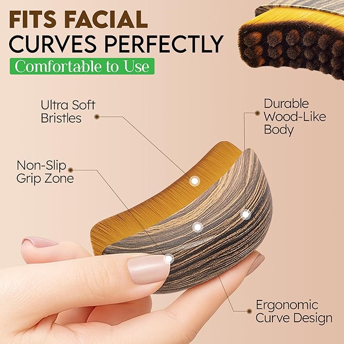 Lymphatic Contour Face Brush, Dry Brush for Lymphatic Drainage, Jawline & Neck Sculpting, Gua Sha Massager, Double Chin Reducer, Anti-Puffiness, Face Lifting & Skin Glow