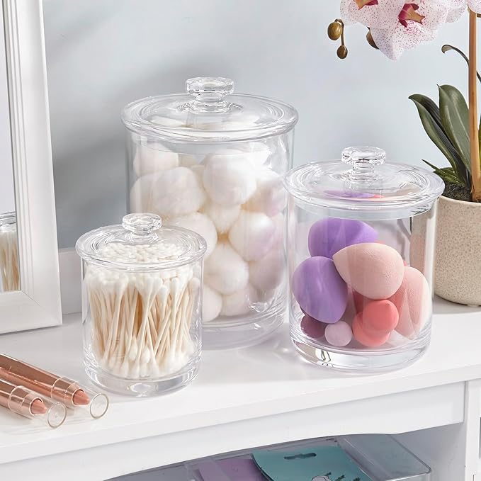STORi Premium Quality Clear Plastic Apothecary Jars | Set of 3