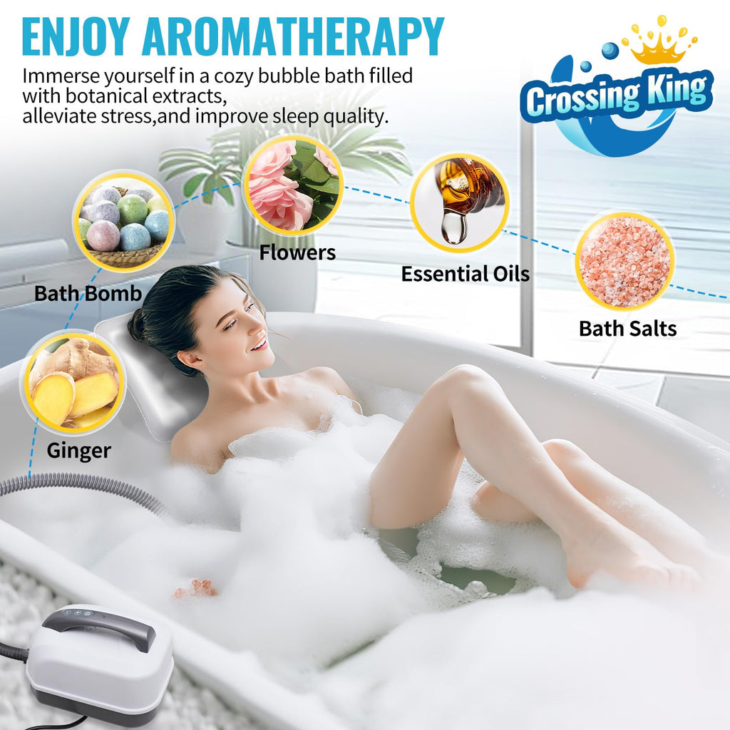 Crossing King Bubble Bath Mat, Bubble Bath Mat Tub Spa Massager, Gray
