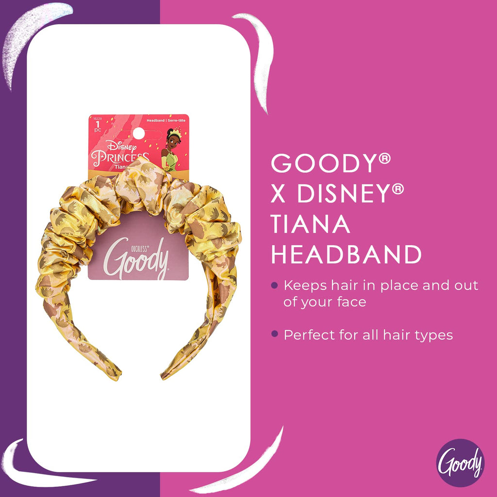 Goody Ouchless Headband For All Hair Types - Disney Princess, Tiana - Comfort Fit for All-Day Wear - Beautiful Design for Instant Style - Pain-Free Hair Accessories for Women, Men, Boys & Girls