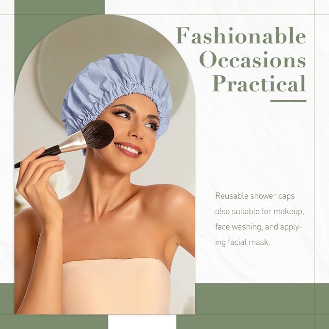 Edoneery Reusable Shower Caps for Women, Waterproof Long Hair Bonnet