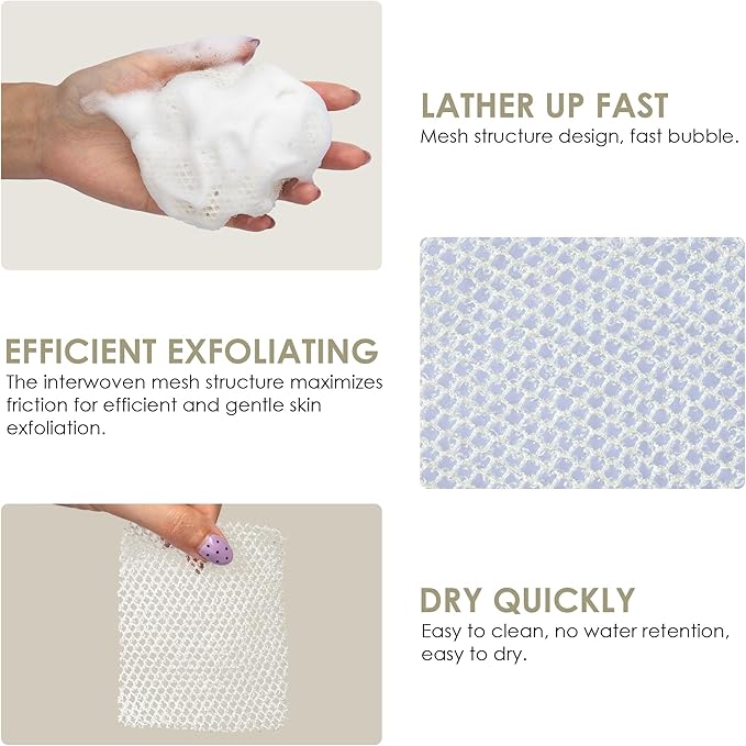 INNERNEED Body Shower Exfoliating Net Sponge Mesh Case Cover, Pack of 4
