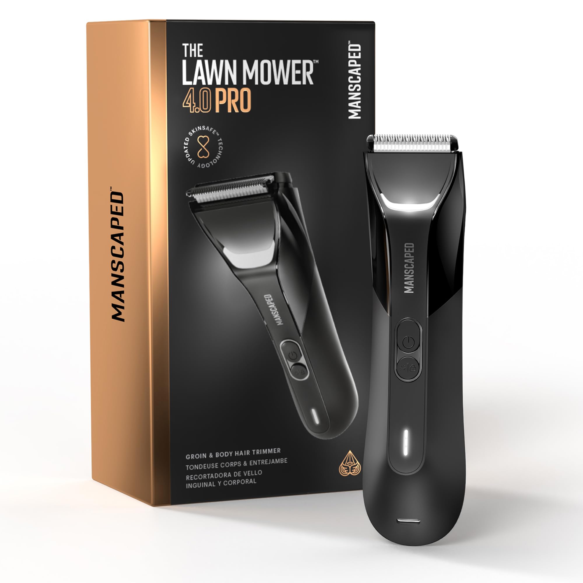 MANSCAPED® The Lawn Mower® 4.0 PRO - Groin & Body Hair Trimmer, Updated SkinSafe® Trimmer Blade, Waterproof Wet/Dry Groomer, USB-C & Wireless Charging Compatible, Men’s Ball Shaver with Travel Lock