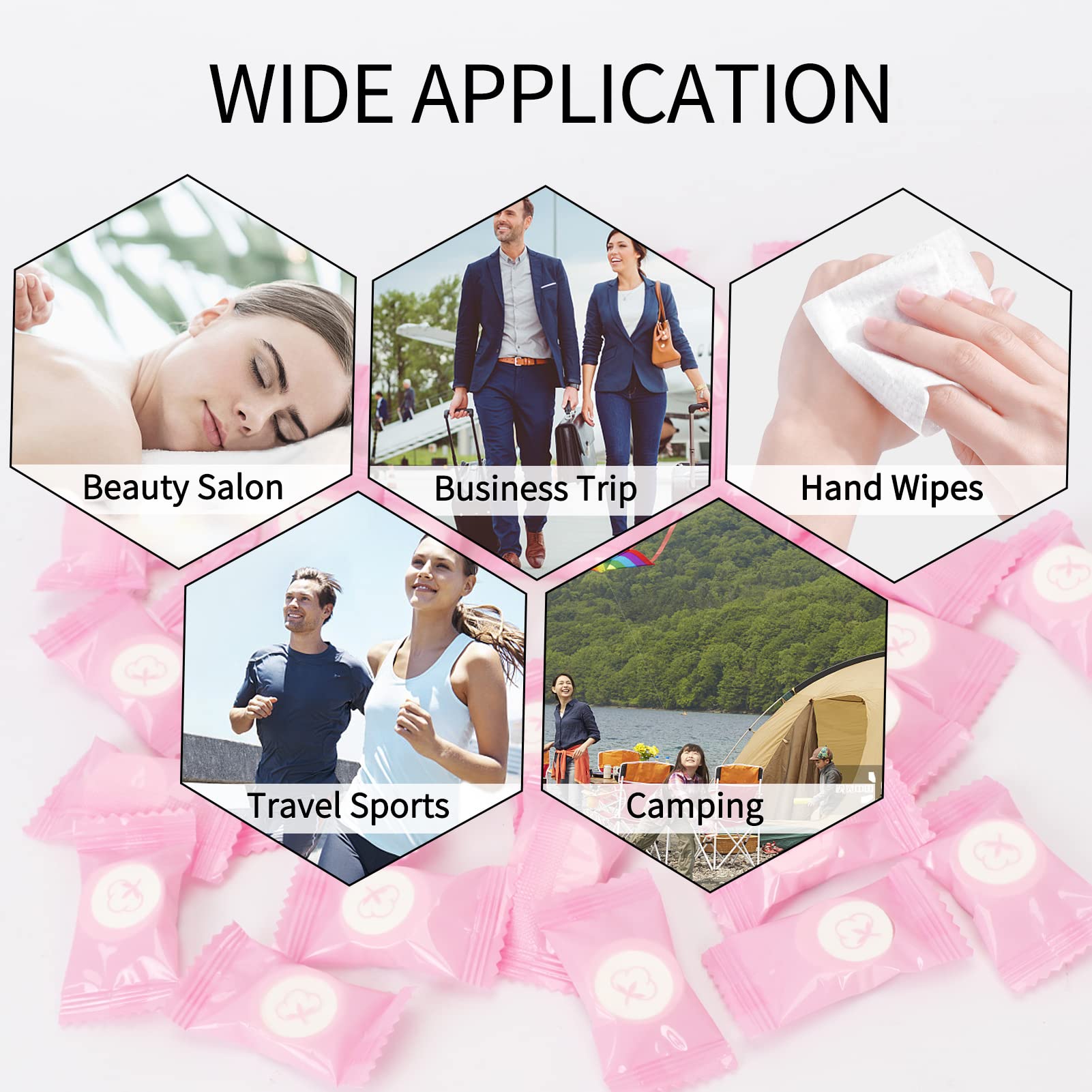 Classycoo Compressed Towel 100 PCS Mini Tablets Disposable Portable Face Towel Cotton Coin Tissue Eco-Friendly for Travel, Camping, Hiking, Sport, Beauty, Home Hand Cloths, Outdoor Activities Pink