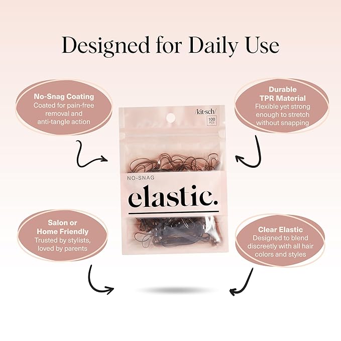Kitsch Hair Ties No Damage for Kids, Teens and Women - Rubber Bands for Hair Styling | No Snag Hair Elastics | Daily Hair Accessories - 500pcs (Brown)