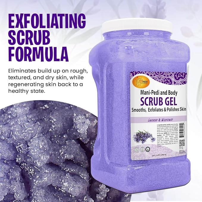 SPA REDI Exfoliating Body & Skincare Treatment Multi-Purpose Professional & At-Home Skin Refinement, Exfoliate Hydrate Transform for Holistic Transformation, Lavender & Wildflower 128 Oz Pkg May Vary