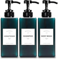 YACEYACE 16.9oz Set of 3 Refillable Shower Dispensers, Black, Rectangular, PUMP DISPENSER