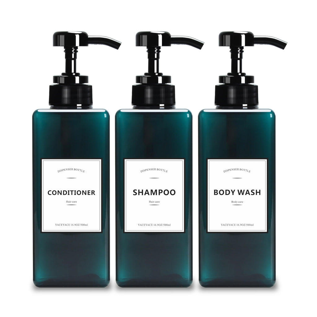 Travel Shampoo Bottles,YACEYACE 16.9oz Set of 3 Empty Shower Bottles