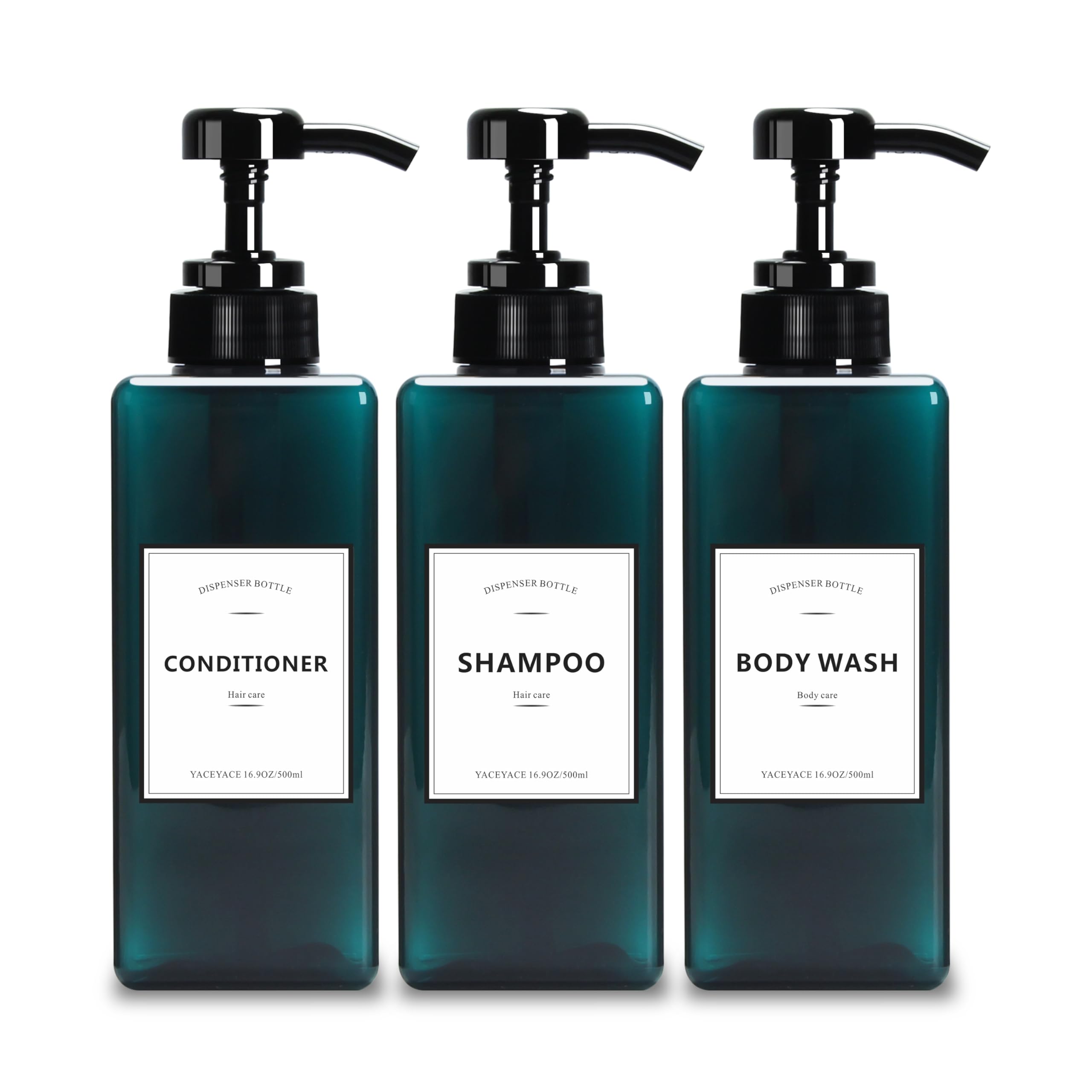 Travel Shampoo Bottles,YACEYACE 16.9oz Set of 3 Empty Shower Bottles