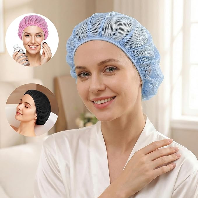 4 PCS Mesh Hair Nets for Sleeping, Sleep Bonnets for Women Sleeping Caps Hair Bonnets for Women Sleeping, Sleep Caps for Women, Colorful Elastic Hair Drying Bonnet