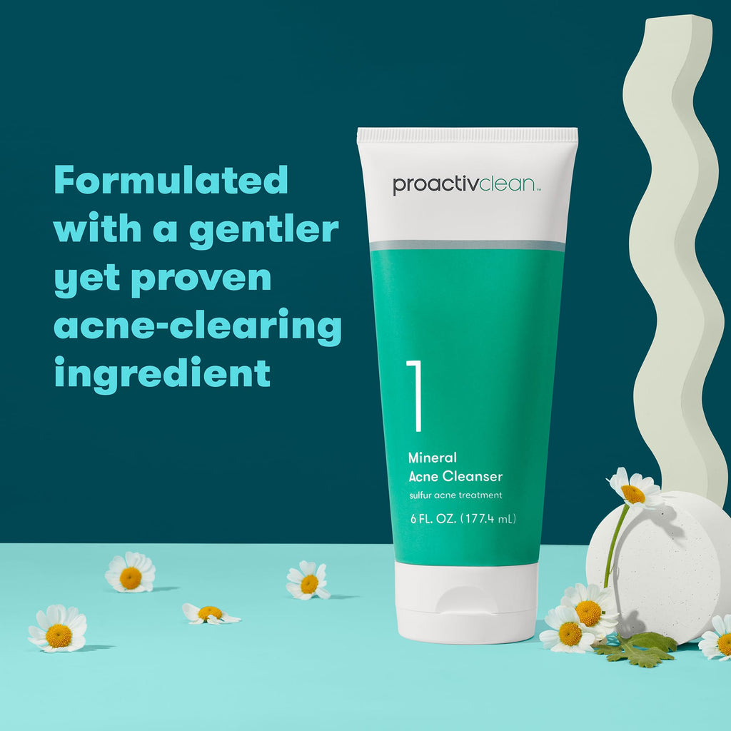 Proactiv Clean Mineral Acne Cleanser- Sulfur Acne Treatment Face Wash for Sensitive Skin- Gentle Daily Acne Cream Facial Cleanser with Soothing Chamomile- 6oz